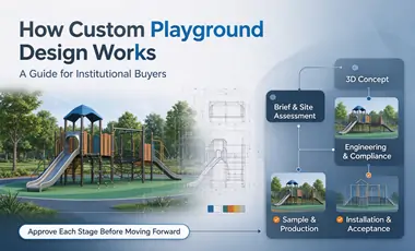How custom playground design works, structured process from site assessment and 3D concept to engineering, production and installation